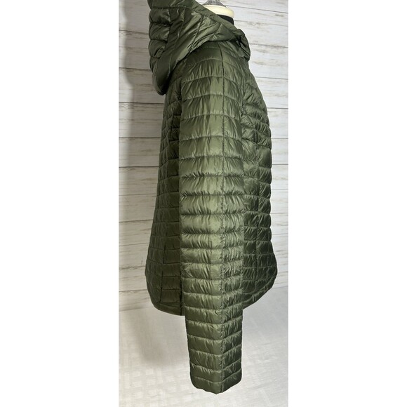 LANDS END Womens LARGE Primaloft Insulated Quilted Jacket Green Full Zip Hooded - Picture 10 of 16